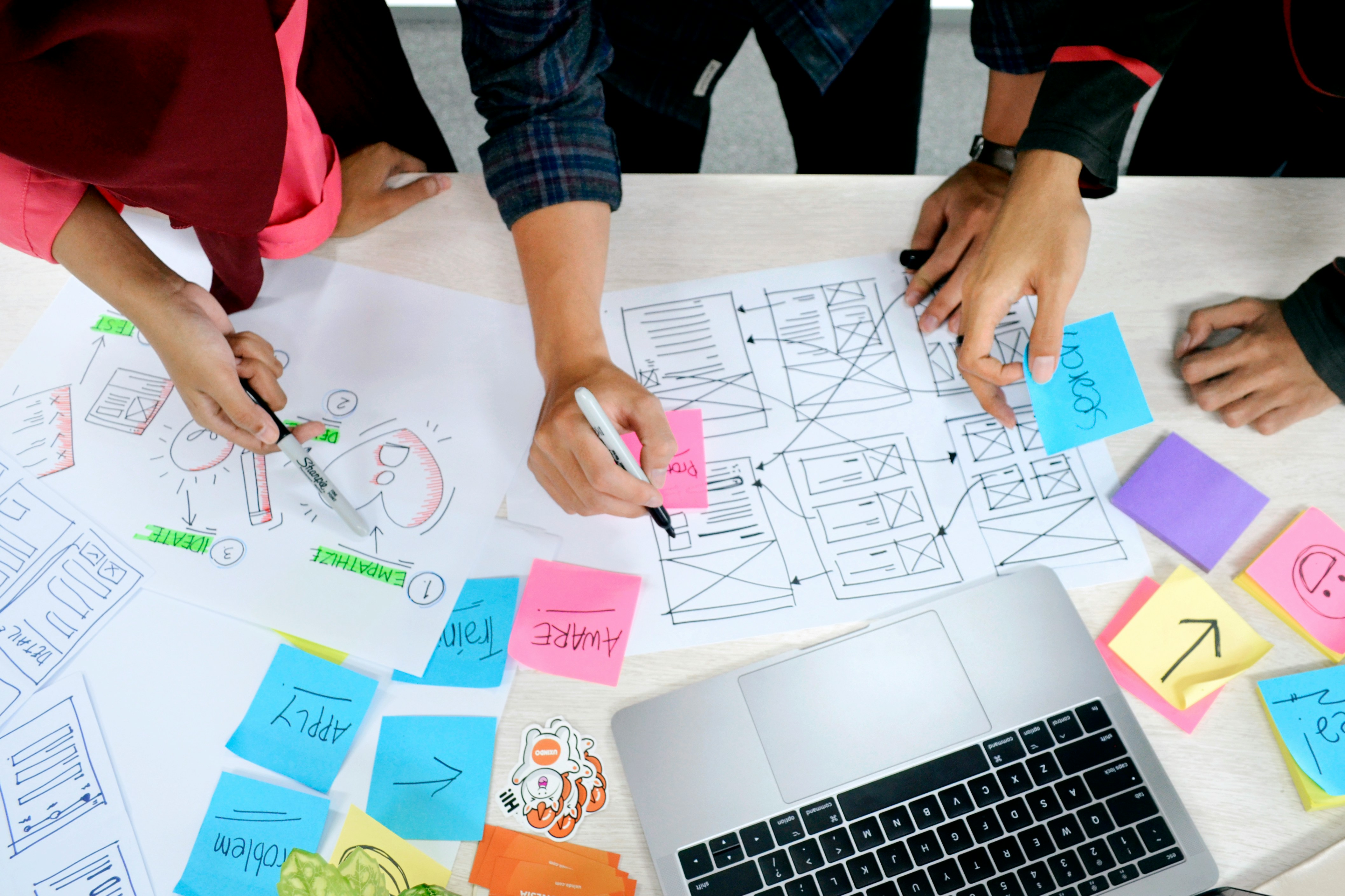 Brainstorming with sticky notes